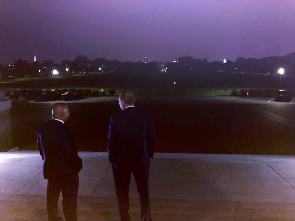 On the steps of the National War College overlooking Washington DC, Fox News’ David Webb and Dr. Bill Parker. 5.28.19