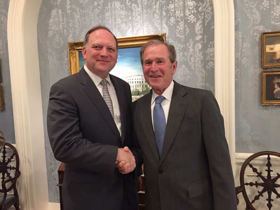 President Bush and Dr. Parker at a meeting in 2019.